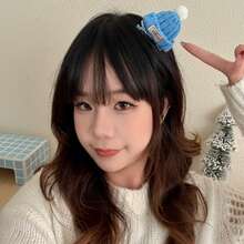 1件创意毛线针织帽发夹，少女甜美刘海夹，多功能前侧碎发发饰 - 彩色 - 查看 4