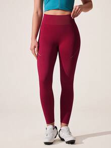 Exploreva Calça legging feminina de cintura alta com recortes, versátil para uso diário, atividades ao ar livre e ciclismo. - Violeta vermelha - Ver 3
