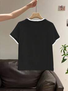 Resyla 女士撞色字母印花圆领短袖T恤 - 彩色 - 查看 2