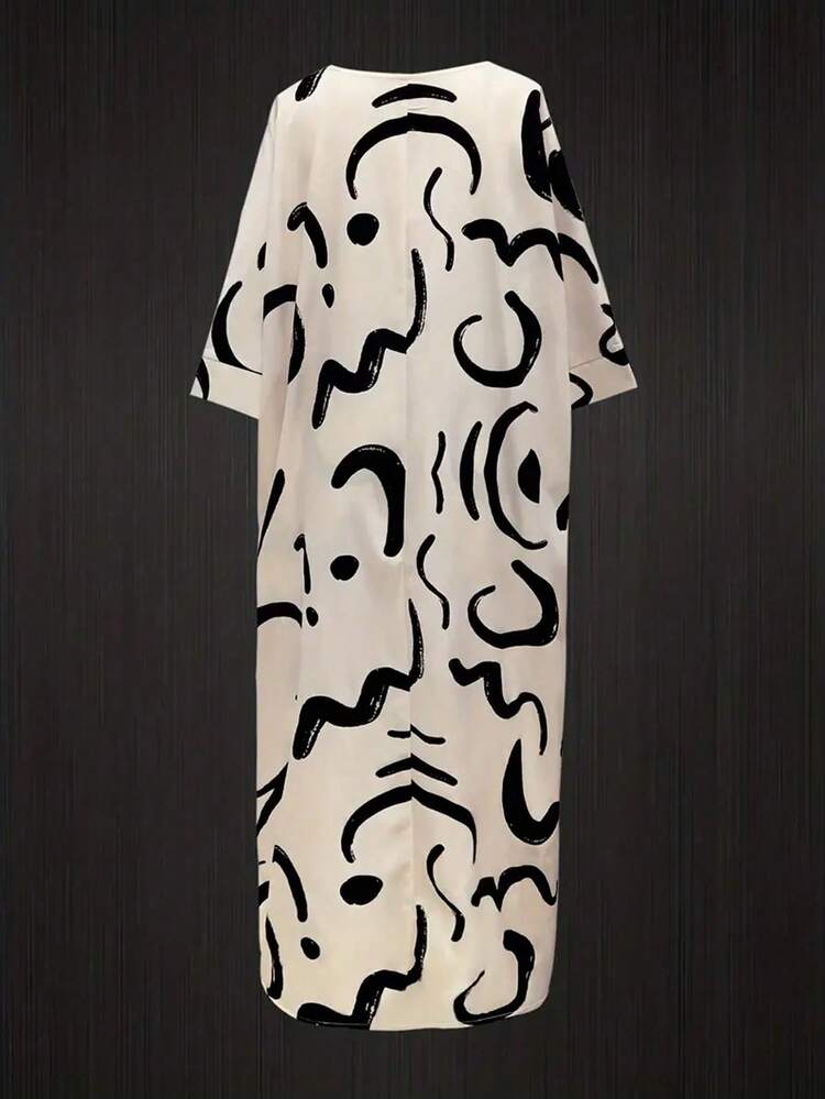 INAWLY 2pcs Set: Abstract Print Casual Long Blouse And Pants, Women - Multicolor - View 2