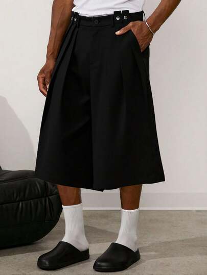 TOKVUE High Waist Designer Men's Wide Leg Pleated Loose Casual Pants,Reclaimed Vintage Wide Leg Trousers,Cropped Pants