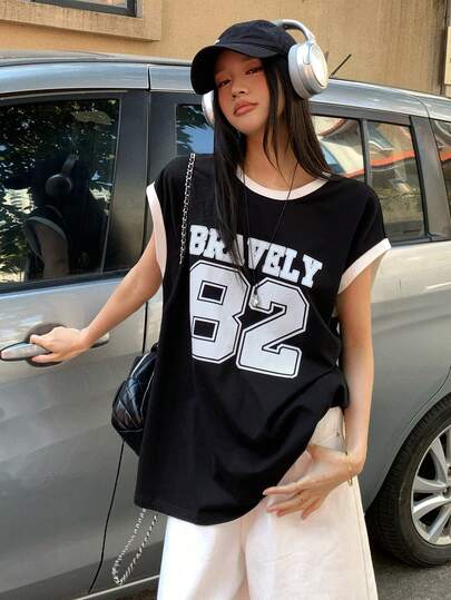 DAZY Women's Sleeveless Tank Top, Loose Fit Casual Racerback Vest, Longer Length Slim Fit Muscle Tee, Basketball Jersey