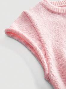 ROMWE Goth Chic Skull & Cherry Embroidered Cropped Short Sleeve Knit Top For Women, Autumn New Style - Baby Pink - View 3