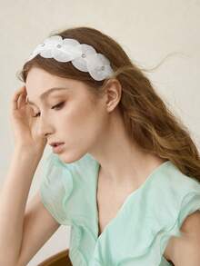 MOTF PREMIUM 白色蕾丝纱布打孔发带 - 白色 - 查看 5