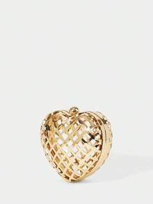 SHECARRY Ladies, Women Evening Bags, Crossbody Bags, Heart-Shaped Bag, Golden Metal, Hollow, Fashionable, Elegant , Simple, Personalized, Versatile, Classic, For Cocktail Party, Party, Prom, Club, Date, Birthday, Evening, Date Nigh, Banquet - Gold - View 4
