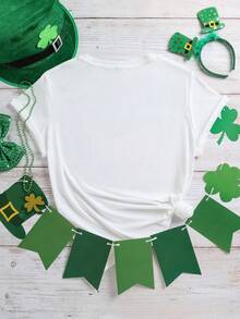 EMERY ROSE Áo thun cỡ lớn in hình bia xanh mừng ngày lễ Thánh Patrick, phong cách thường ngày, thích hợp mặc đi chơi. - trắng - Xem 2