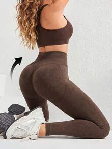 Anewsta Quần legging ôm sát cạp cao nâng đỡ và định hình dáng người dành cho nữ, thích hợp cho chạy bộ, tập luyện và yoga. - màu nâu - Xem 5