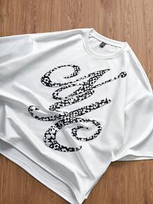 TOKVUE Men's INS Style Casual Loose Fit T-Shirt, Boyfriend/Husband Gift, Anniversary Gift, Fashion - White - View 3