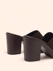 CUCCOO BASICS 女士单带粗跟穆勒凉鞋，优雅夏季高跟凉鞋，适合夏季毕业典礼、舞会、度假、返校、大学生、万圣节、圣诞节等场合。 - 咖啡棕1 - 查看 5