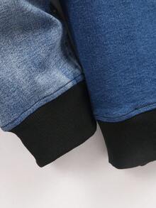 Manfinity Homme Men's Ombre Crew Neck Casual Long Sleeve Denim Pullover Denim Sweatshirt - Medium Wash - View 7