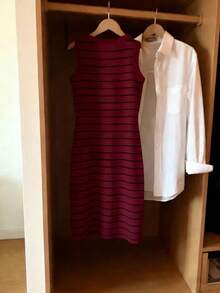 Resyla Women's New Striped Print Round Neck Fitted Sleeveless Dress, Spring/Summer - Multicolor - View 2