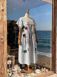 Rusticease Robe de vacances décontractée à imprimé coloré grande taille - Multicolore - Voir 3