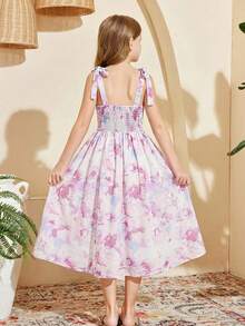 SHEIN Tween Girls Ditsy Floral Cami Dress - Mauve Purple - View 2