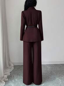 Rafferiza Bộ áo blazer dài tay màu trơn thời trang dành cho nữ - Màu đỏ tím - Xem 2