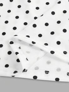 SHEIN Girlism Kids Tween Girls' Fitted Casual Polka Dot Camisole, Cute Top, White Polka Dot Top, Girls Cami, Sleeveless Tops, Black And White Tops - White - View 4