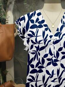 EMERY ROSE VCAY Floral Print Casual Loose Blouse For Plus Size Women, Suitable For Summer Chic Blouses For WomenIn Fall/Winter - Multicolor - View 5