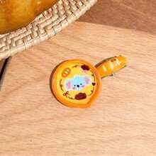 1pc Cartoon Bread Hair Bun Clips, 3D Food Play Duckbill Clips, Girlish Cute Bangs Side Flyaway Hair Pins - Multicolor - View 6