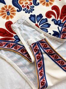 Soleia Bodysuit Rajut Motif Cetak Ukuran Plus Terbaru untuk Liburan Wanita, Pakaian Musim Panas, Pakaian Musim Semi, Festival, Pakaian Pantai Wanita, Liburan. - MultiWarna - View 6