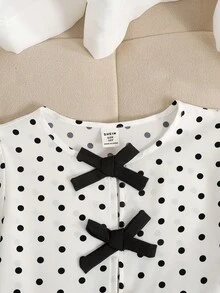 SHEIN Tween Girl Spring/Summer Fashionable Leopard Print Colorblock Bow Decor Ruffle Long Sleeve Blouse, Casual Vacation Tween Girl - White - View 5
