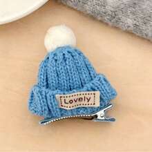 1件创意毛线针织帽发夹，少女甜美刘海夹，多功能前侧碎发发饰 - 彩色 - 查看 10