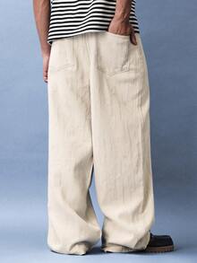 SUMWON Men's Light Wash Wide Leg Denim Jeans With Relaxed Fit And Full Length Casual Style - White - View 2