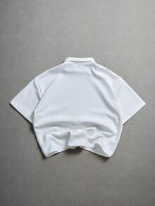 Manfinity Roghcode Men's Solid Color Front Button Casual Versatile Short Sleeve Shirt - White - View 2