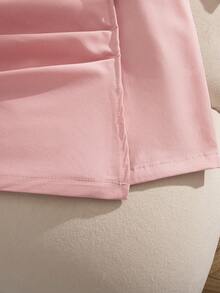 Elladie kids Niña preadolescente: 1 pieza Blusa con manga abullonada con estampado de corazón y 1 pieza Falda con lazo y dobladillo envolvente - Rosa - Ver 5