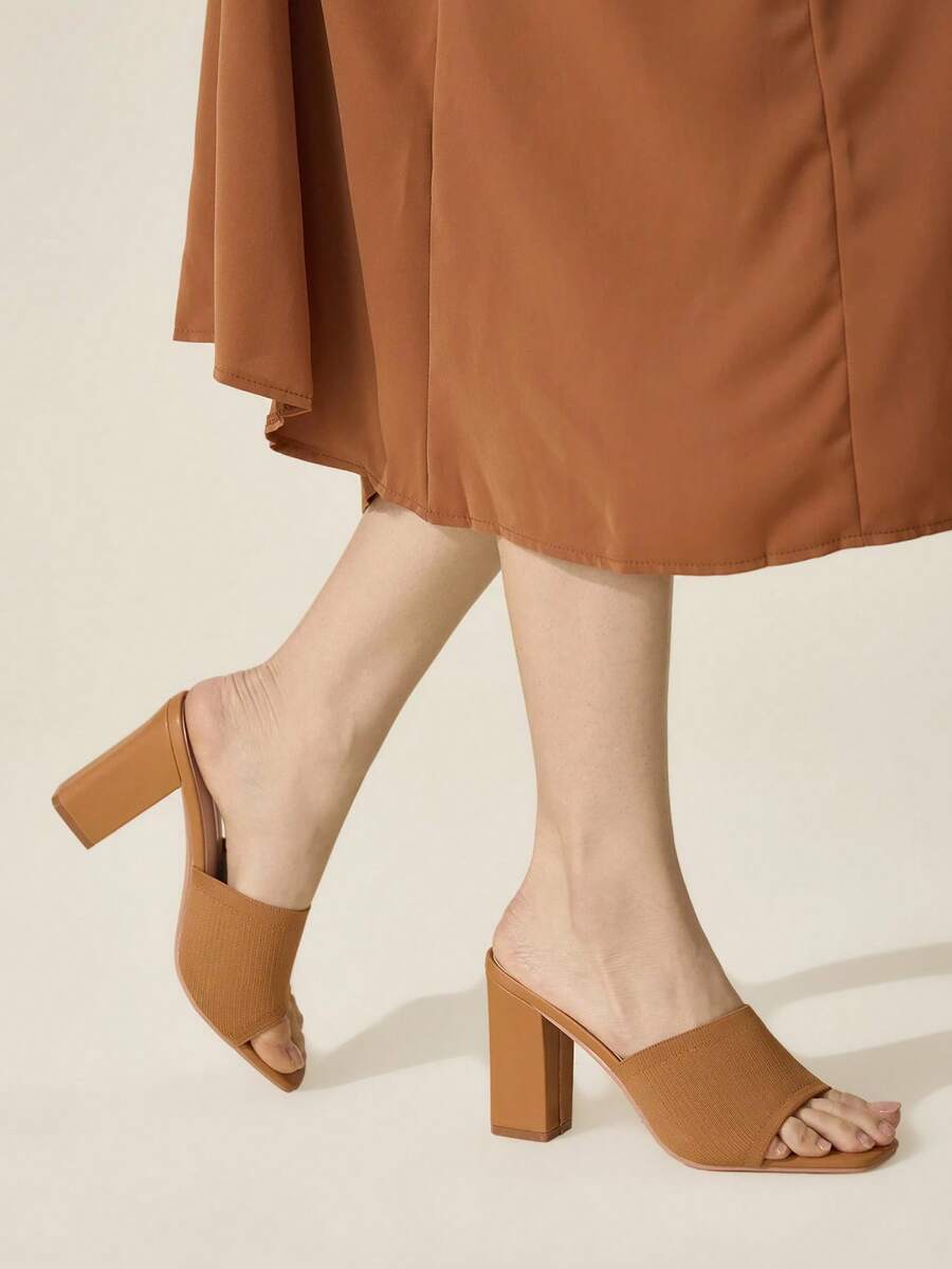 CUCCOO BASICS Fashion Versatile Minimalist Mule High Heel Sandals For Christmas Summer - Brown 1 - View 1