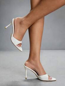 CUCCOO SZL Women's Elegant Minimalist Heeled Sandals For Commuting - White - View 9