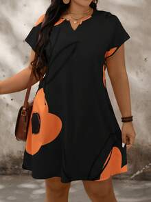 SHEIN LUNE 大码碎花休闲度假连衣裙 大码休闲连衣裙 曲线休闲连衣裙 大码度假连衣裙 曲线夏季连衣裙 橙色大码连衣裙 女士休闲连衣裙 女士连衣裙 女士休闲连衣裙 黑色橙色连衣裙 短袖连衣裙 女士休闲连衣裙 大码 大码女士夏季服装 大码女装 - 彩色 - 查看 5