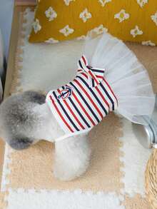 PETSIN Dog Clothing, Cat Clothing, Animal Skirts, Pet Spring/Summer New Collection, Puppy Dress, Princess Versatile Dress, Printed Stripes, Small Animal Clothing, Cool Sunscreen - Multicolor - View 11