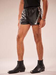 FeverCity Quần short nam thời trang, gợi cảm, đính sequin và khoét lỗ, thích hợp cho mùa hè. - màu đen - Xem 4