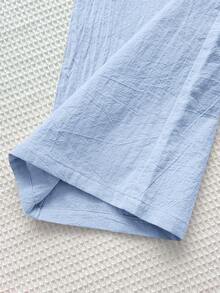 SHEIN Tween Girls' Casual Comfortable Mid-Rise Straight Leg Pants, Versatile - Dusty Blue - View 6