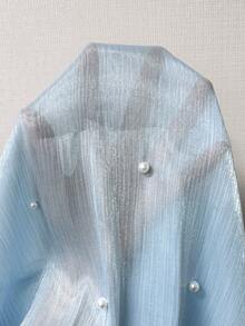 GlowEve Blue Organza Semi-Sheer Beaded Elegant Women Blouse - Blue - View 4