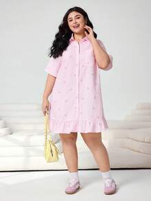 Solflare Đầm dáng rộng, kẻ sọc xanh hải quân và trắng, có bèo nhún ở gấu, cỡ lớn, thích hợp cho đi làm, đi học, mặc thường ngày, hẹn hò, đi chơi. - Nhiều màu - Xem 4