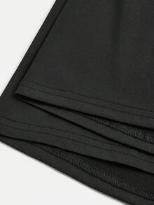 SHEIN Teen Girls' Black Knit Elastic Leggings, All-Match Riding Pants, Minimalist Versatile Everyday Activewear - Black - View 4