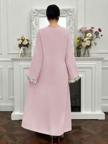Yasmyna New Design Ruffled Collar Criss-Cross Romantic Elegant Vacation Dress - Dusty Pink - View 7