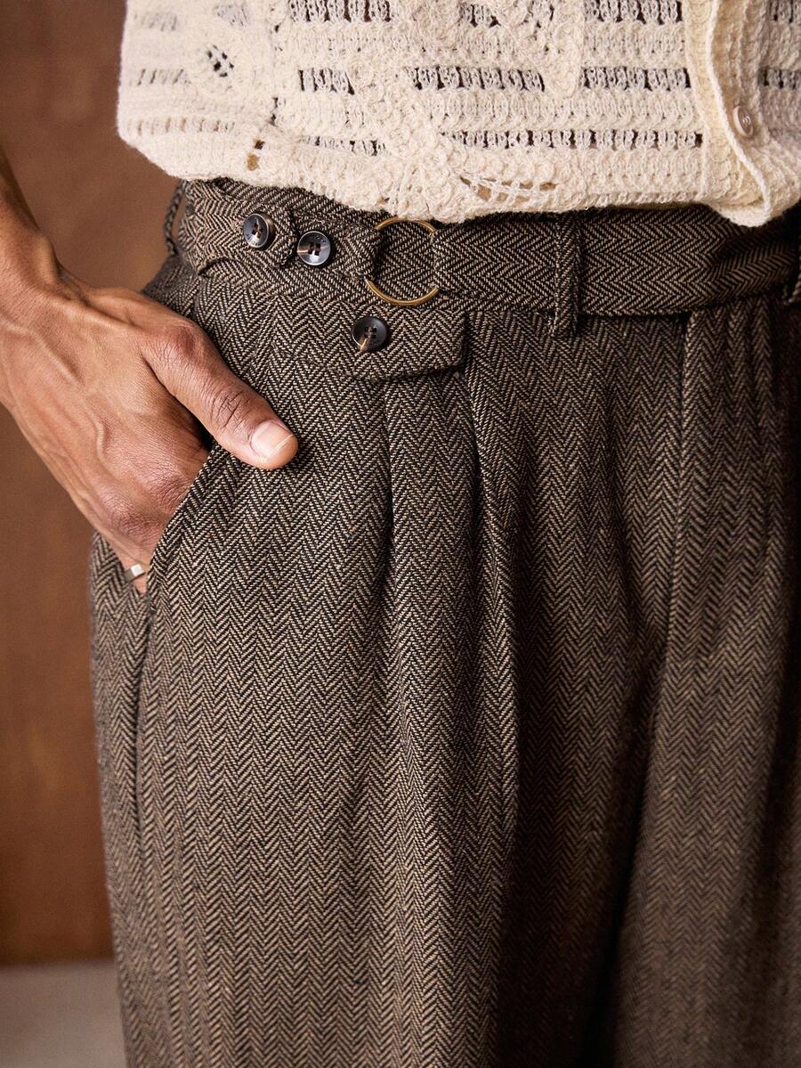 Business Casual AKNOTIC 男士人字纹提花宽松长裤，适合圣诞派对、商务休闲、秋季穿着，也是送给男友的礼物和节日佳选。