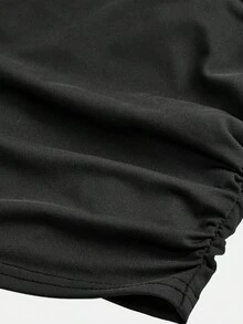 Girlism Áo hai dây dáng ôm, màu trơn, thiết kế nhún eo, dành cho bé gái tuổi teen, có lớp lót cotton. - màu đen - Xem 4