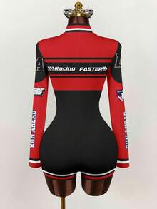 SHEIN ICON Women's Casual Street Wear Long Sleeve Jumpsuit, Racing Suit - Multicolor - View 8