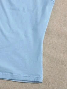 Comfortcana 3pcs/Set Atasan Tank Rajut Polos Kasual, Musim Panas - Baby Blue - View 4