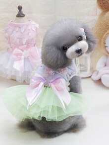 PETSIN 狗狗服装、猫咪服装、动物裙装、宠物春夏新品系列、幼犬连衣裙、公主风百搭连衣裙、条纹印花、小型动物服装、清凉防晒霜 - 彩色 - 查看 9