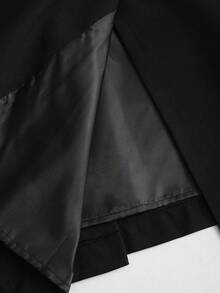 Sweetra Women's Black Lapel Flared A-Line Waist Belt High-End Chic Retro European & American Style Vacation Trench Coat - Black - View 3