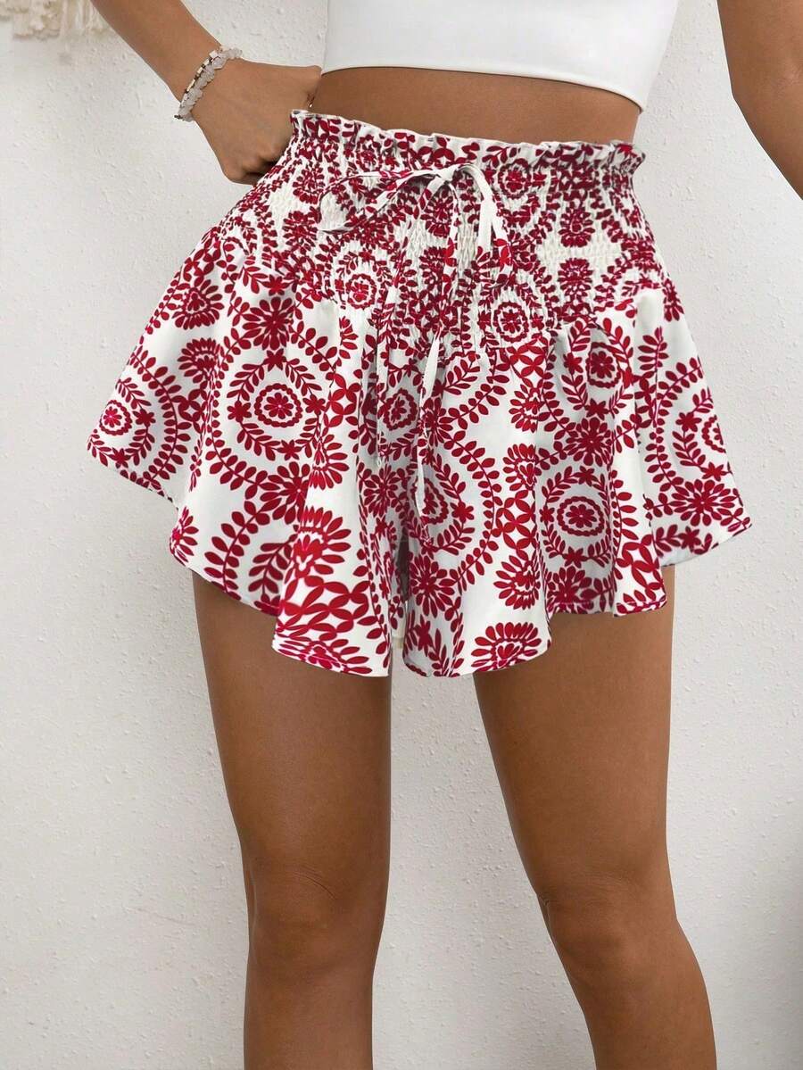 Breezaya 夏季度假休闲印花阔腿短裤 - 彩色 - 查看 1