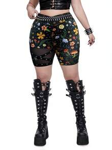 Whyspr Quần legging lưới xuyên thấu gợi cảm cỡ lớn ôm sát - Nhiều màu - Xem 4