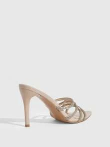 CUCCOO SZL 女士夏季新款杏色水钻高跟凉鞋 时尚华丽性感派对女士凉拖鞋 - 杏色 - 查看 8