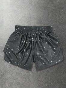 ROMWE MEN Adventure Time X ROMWE Men's Casual Cartoon Pattern Elastic Waist Boxing Shorts, Summer - Dark Grey - View 2