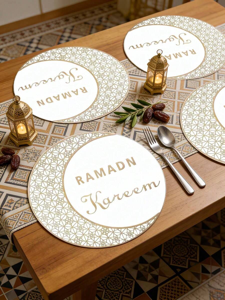 1-8 Alas Meja Bundar Aneka Warna untuk Ramadan, Cocok untuk Dekorasi Meja, Dekorasi Rumah, Acara Perjamuan, Makan Malam Perayaan, Pesta Liburan di Luar Ruangan, Dekorasi Meja, Aksesori yang Indah - MultiWarna - View 1