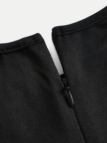 SHEIN Teen Girls Black Knit Top And Pants Jumpsuit, Casual Fashion Versatile For Outings, Sisters Photos, Park, Camping, Daily, Party, Vacation - Black - View 4