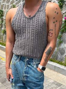 DAZY Men Sweater Vests Summer - Grey - View 5